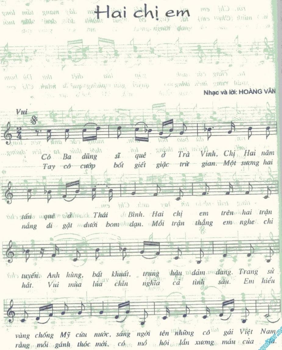 Sheet nhạc Hai Chị Em